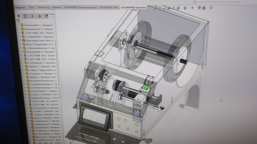 ein kleiner Automat im Konstruktionsprogramm mit halbtransparenter Ansicht um das Innenleben sichtbar zu machen
